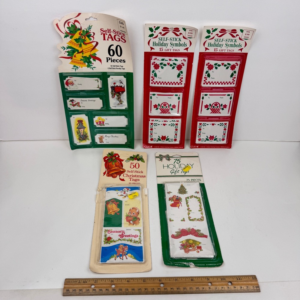 Vtg Lot Christmas Holiday Gift Tags Retro Some Sealed w packaging Collect READ